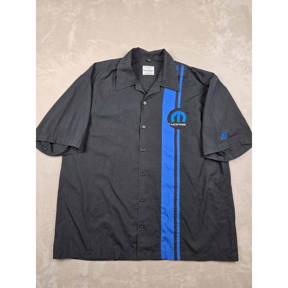 David Carey Mopar Button Up Shirt Mens 2XL Black Blue Racing Pit Crew Graphic